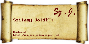 Szilasy Jolán névjegykártya